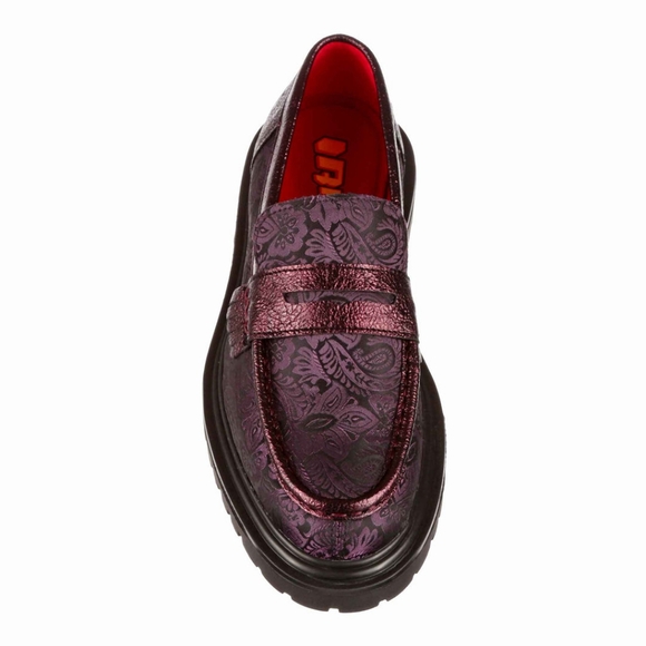 NWT Irregular Choice Vernon Burgundy Brocade Loafers, Size 41 / 10 - Picture 3 of 6